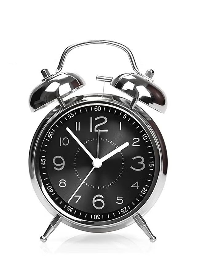 بيوينتي منبه عالي الصوت للكبار ذوي النوم العميق، كلاسيكي بقرص 4 بوصات صامت بدون صوت تكتكة ومضاء، بساعة منبه تناظرية بجرس مزدوج لغرف النوم وطاولات السرير (أسود) - Image 3